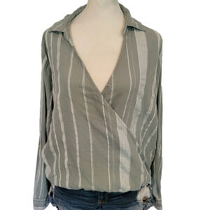 Sandy & Sid Open Cros Front Long Sleeve Top Size XL